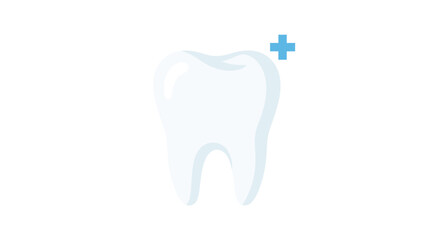 Healthy Human Tooth with Plus Sign Icon.