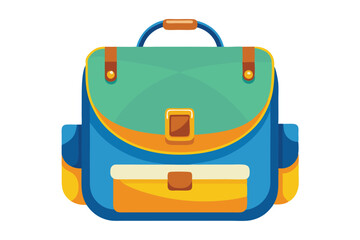 Colorful schoolbag displays a harmonious blend of turquoise, blue, and tan hues for academia