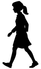Silhouette of young woman walking simple isolated vector illustration for digital design and creative projects