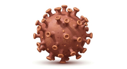 Detailed Illustration of a Brown Coronavirus Particle.