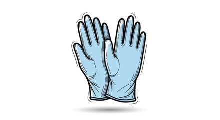 Obraz premium Pair of light blue disposable medical examination gloves.