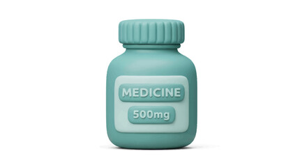 A teal-colored medicine bottle with a ribbed cap and label.