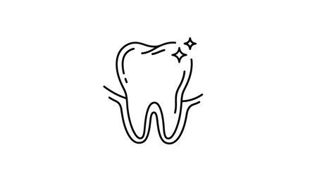Shiny Clean Tooth Icon with Healthy Gums and Sparkles.