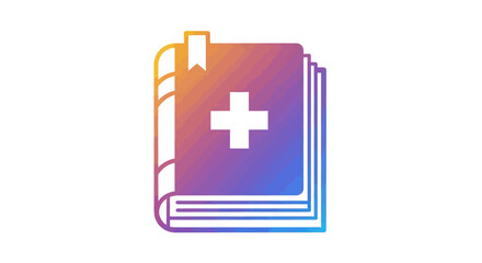 Obraz premium Medical Handbook with Cross Symbol and Bookmark.