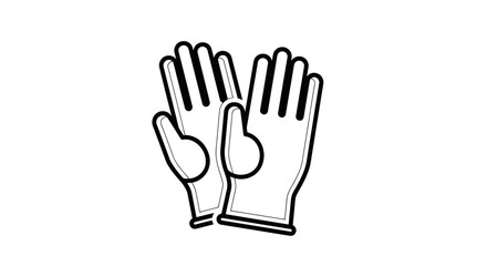 Pair of protective gloves outlined in black safety equipment for hands.