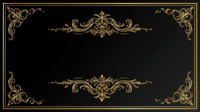 Elegant Black and Gold Ornate Border Design Ideal for Invitations and Announcements