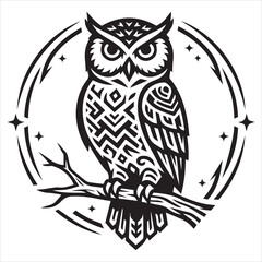 Owl bird silhouette vector art illustration