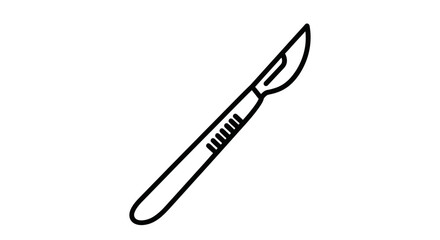 Scalpel Line Art: Surgical Instrument with Blade and Handle.