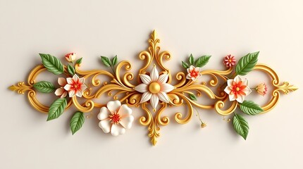 Naklejka premium Elegant White 3D Floral Ornaments | Luxury Decorative Baroque Style Pattern for Interior Design and Architectural Decoration part-2