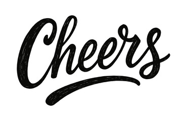 Cheers lettering hand drawn script with vibrant black calligraphy design