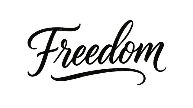 Elegant handwritten freedom script with flourishes
