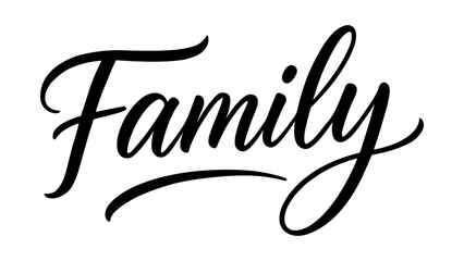Elegant script family word art with modern calligraphy design