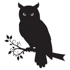 Owl bird silhouette vector art illustration