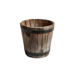 wooden bucket isolated on white