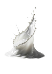 A magnificent, powerful, transparent milk wave frozen mid-eruption upwards, with pearlescent sheen, micro-droplets, and a frothy crest, against a transparent background, Concept of refreshing liquid