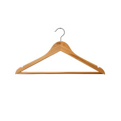 wooden hanger isolated on white background