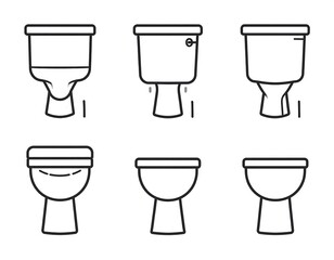 Toilet illustrations in various positions