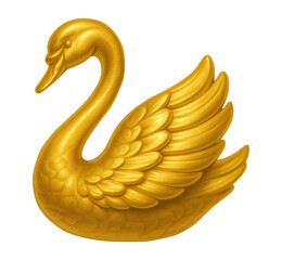 Fototapeta premium Golden swan figurine isolated on transparent background, cutout for luxury designs, decor, and creative projects.