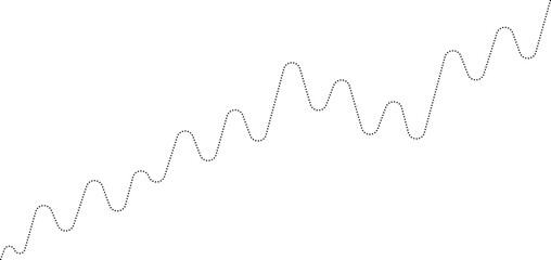 Rounded dotted line chart depicting a business data trend with a rising trajectory, indicating positive growth in data. © drik