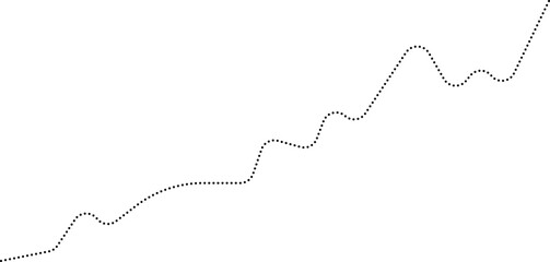 Rounded dotted line chart showing an economic rise line, illustrating growth and positive movement in economic data.