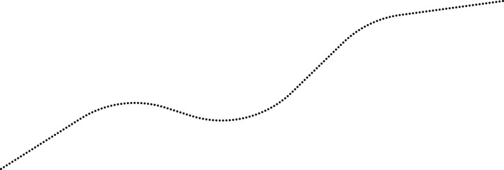 Fototapeta premium Rounded dotted line chart illustrating a financial trend within a diagram, representing either a rise or fall in data over time.