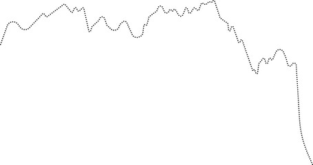 Fototapeta premium Rounded dotted line graph displaying a drop curve in the stock market, indicating a downward trend.