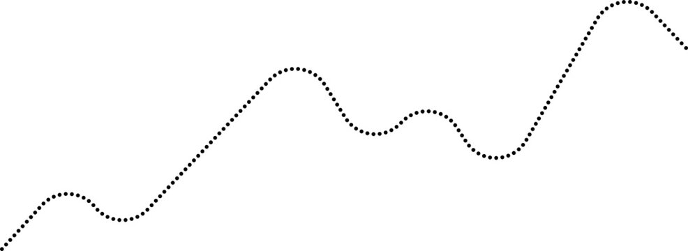 Rounded dotted line graph showcasing a stock trend line element with a consistent upward direction.