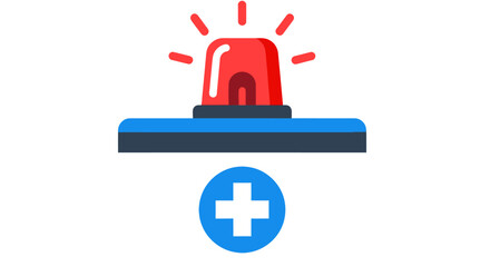 Emergency Siren with Flashing Red Light and Medical Symbol.