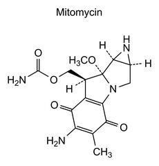 Chemical structure of mitomycin, drug substance