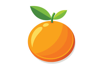A vibrant orange fruit shines brightly, adorned with fresh green leaves at the top