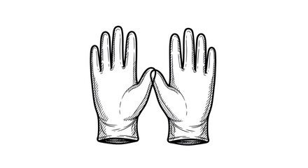 Pair of white medical gloves forming the letter W.