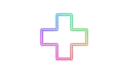 Rainbow Gradient Outline of a Plus Sign.