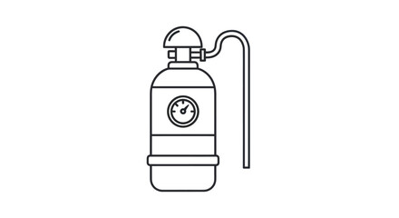Simple line art icon of a compressed gas cylinder with a pressure gauge and hose.