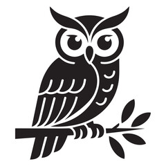 owl sitting on tree branch silhouette vector