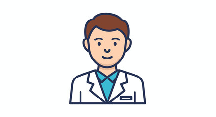 Cartoon Illustration of a Smiling Male Doctor.