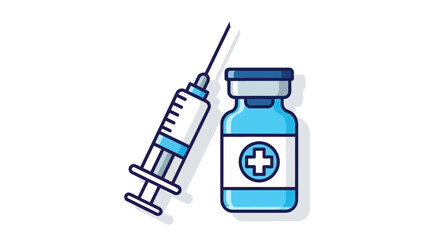 Syringe and Vial: Medical Injection and Vaccine Illustration.