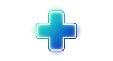 Illuminated Blue and Green Medical Cross Symbol.