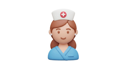 Cartoon Nurse Character with Uniform and Cap.