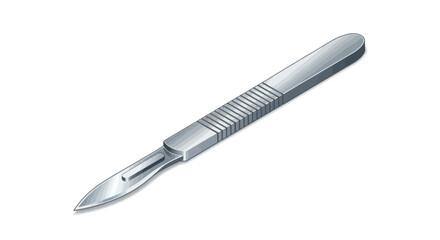 Surgical Scalpel with Ribbed Handle and Sharp Blade.