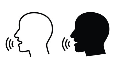 Speaking Profile: An illustration captures the essence of speech and communication through stylized profiles, with sound waves emanating from the mouth, conveying a clear visual message
