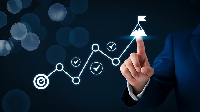 Achieve your goals and increase success with data driven growth charts, reach the summit with the business strategy, and make it to the top