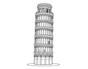 Detailed line drawing of a famous tower