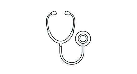 Simple black outline icon of a medical stethoscope for healthcare concepts.