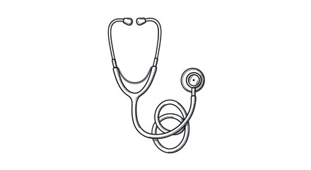 Medical Stethoscope Line Art Illustration for Healthcare and Diagnosis.