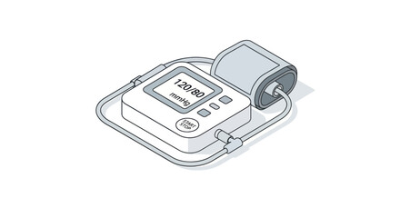 Digital Blood Pressure Monitor with Display and Cuff.