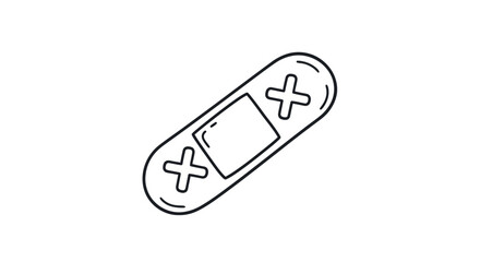 Simple Black and White Bandage Illustration with Crosses.