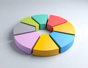 Fototapeta premium Colorful pie chart graphic on light gray background