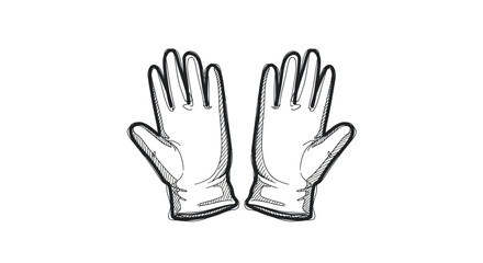 A pair of white sketch-style medical examination gloves.