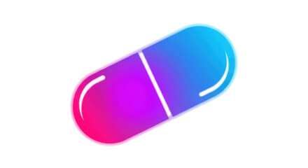 A vibrant gradient-colored capsule with a distinct dividing line.