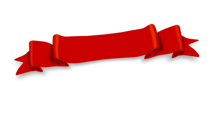 red ribbon banner on transparent background
